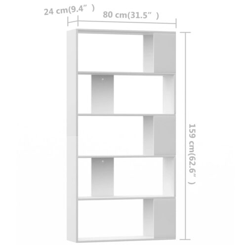 Book Cabinet/Room Divider White 80x24x159cm Engineered Wood - Image 7