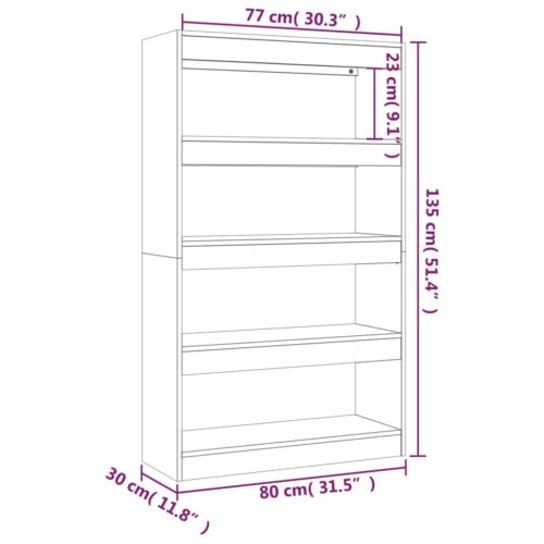 Book Cabinet/Room Divider Grey Sonoma 80x30x135cm Engineered Wood - Image 7