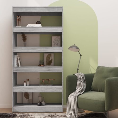 Book Cabinet/Room Divider Grey Sonoma 80x30x166cm Engineered Wood - Image 3