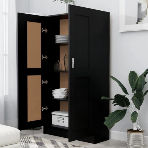 Book Cabinet Black 82.5x30.5x150cm Engineered Wood - Image 3