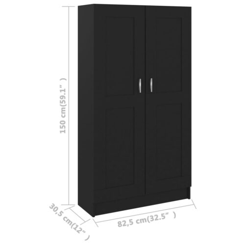 Book Cabinet Black 82.5x30.5x150cm Engineered Wood - Image 8