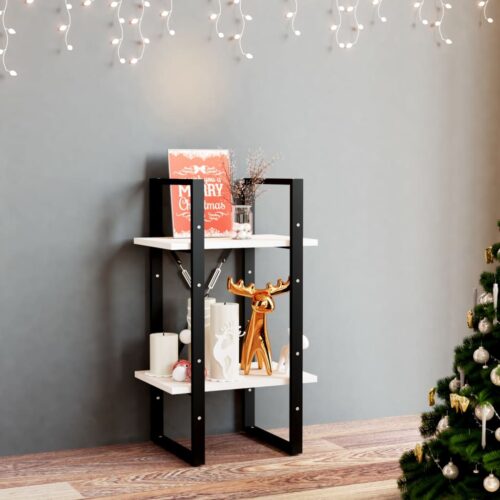 2-Tier Book Cabinet White 40x30x70cm Solid Pine Wood