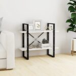 2-Tier Book Cabinet White 80x30x70cm Solid Pine Wood