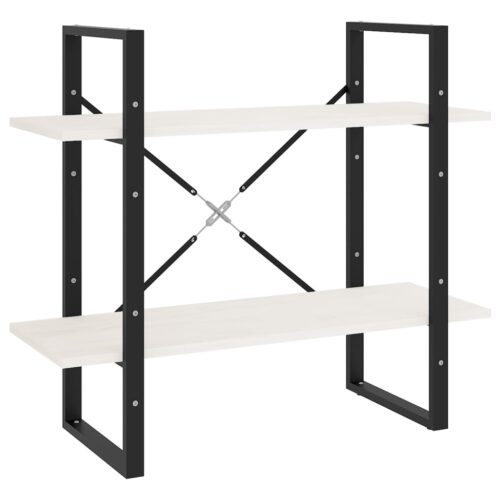 2-Tier Book Cabinet White 80x30x70cm Solid Pine Wood - Image 2
