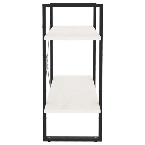 2-Tier Book Cabinet White 80x30x70cm Solid Pine Wood - Image 6
