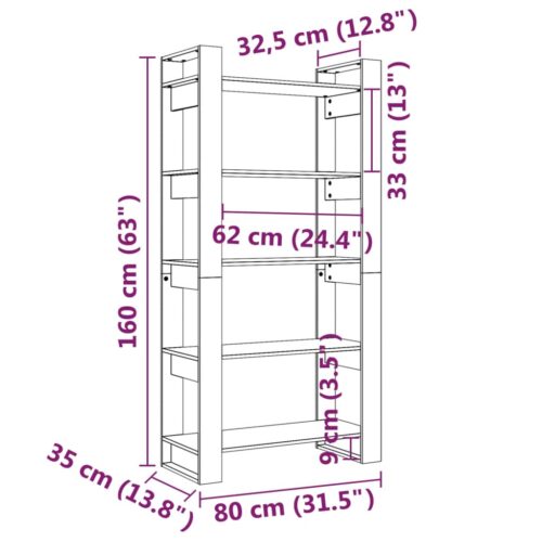Book Cabinet/Room Divider 80x35x160cm Solid Wood - Image 8