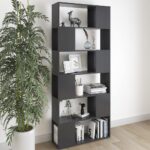 Book Cabinet Room Divider High Gloss Grey 80x24x186cm Engineered Wood