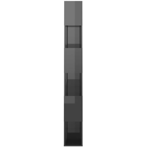 Book Cabinet Room Divider High Gloss Grey 80x24x186cm Engineered Wood - Image 4