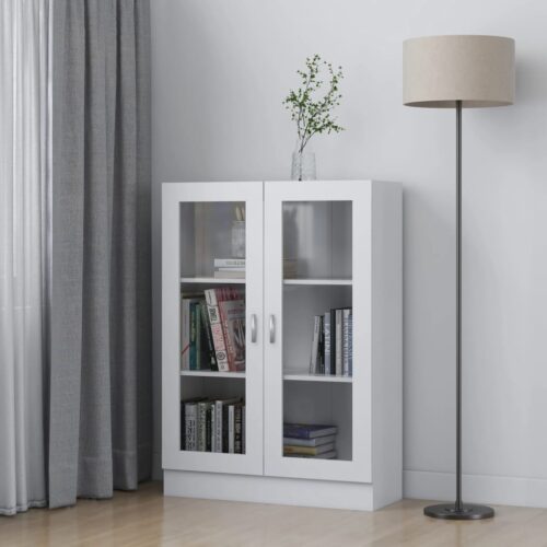 Vitrine Cabinet White 82.5x30.5x115cm Engineered Wood