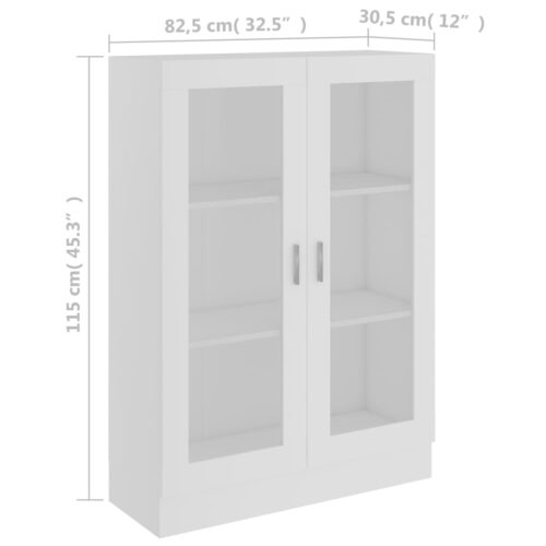 Vitrine Cabinet White 82.5x30.5x115cm Engineered Wood - Image 8