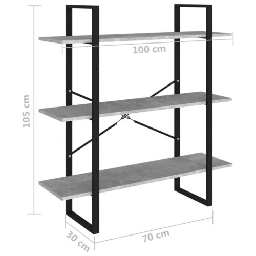 Book Cabinet Concrete Grey 100x30x105cm Engineered Wood - Image 7