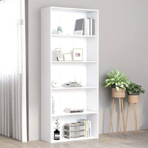 5-Tier Bookshelf Display Storage Shelves Wooden Cabinet Book Shelf Rack White