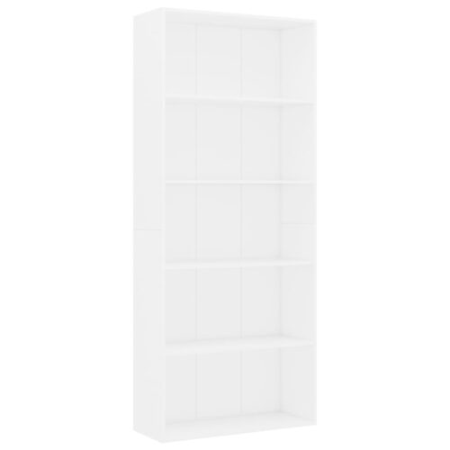 5-Tier Bookshelf Display Storage Shelves Wooden Cabinet Book Shelf Rack White - Image 2