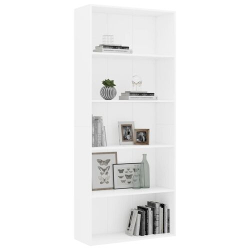 5-Tier Bookshelf Display Storage Shelves Wooden Cabinet Book Shelf Rack White - Image 3
