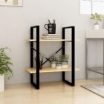 2-Tier Book Cabinet 60x30x70cm Solid Pine Wood