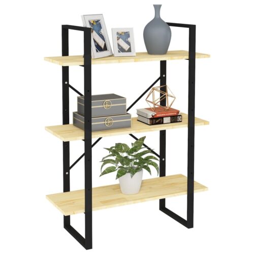 3-Tier Book Cabinet 80x30x105cm Solid Pine Wood - Image 3