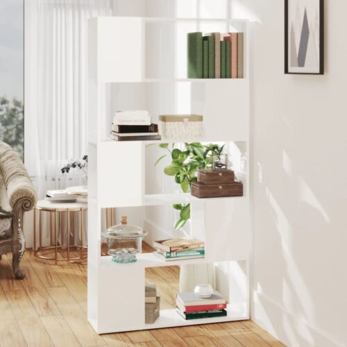 Book Cabinet Room Divider High Gloss White 80x24x155cm Engineered Wood