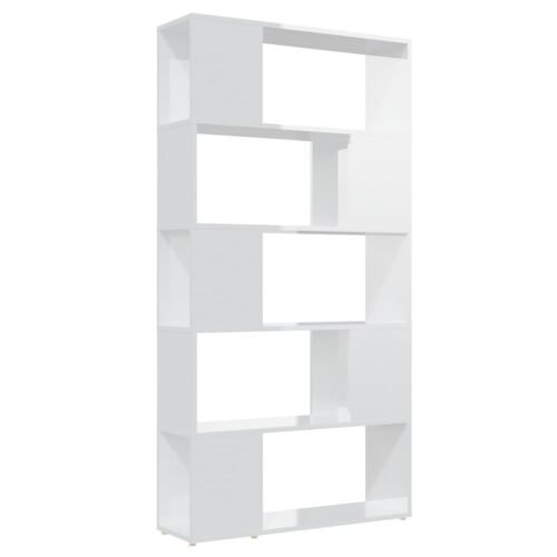 Book Cabinet Room Divider High Gloss White 80x24x155cm Engineered Wood - Image 2