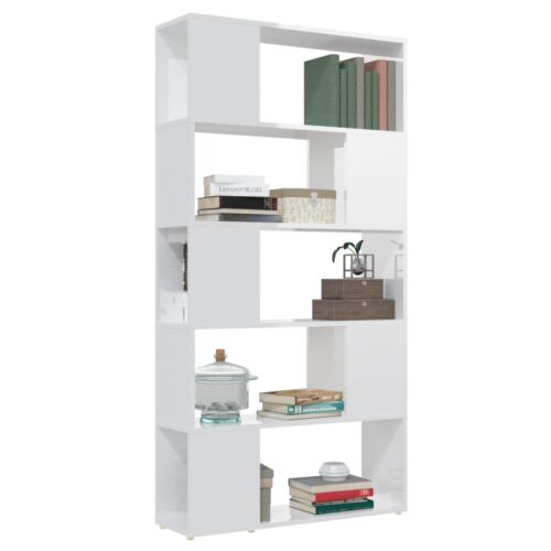 Book Cabinet Room Divider High Gloss White 80x24x155cm Engineered Wood - Image 5