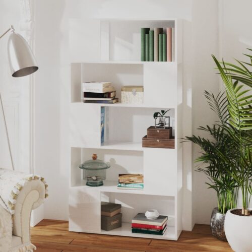 Book Cabinet Room Divider High Gloss White 80x24x155cm Engineered Wood - Image 6