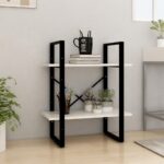 2-Tier Book Cabinet White 60x30x70cm Solid Pine Wood