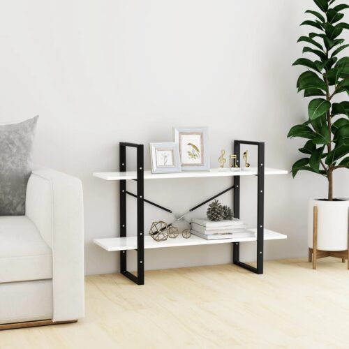 2-Tier Book Cabinet White 100x30x70cm Engineered Wood - Image 3
