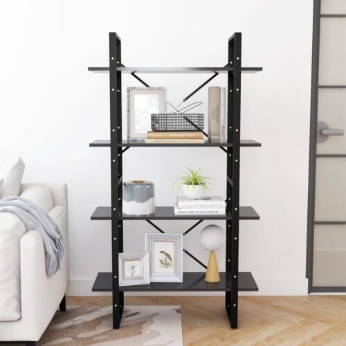 4-Tier Book Cabinet Grey 80x30x140cm Engineered Wood - Image 3