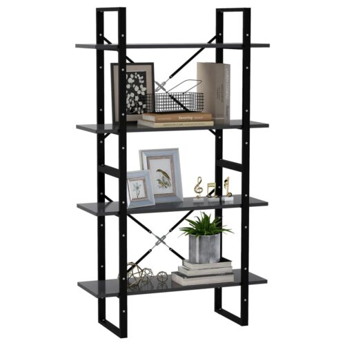 4-Tier Book Cabinet Grey 80x30x140cm Engineered Wood - Image 4