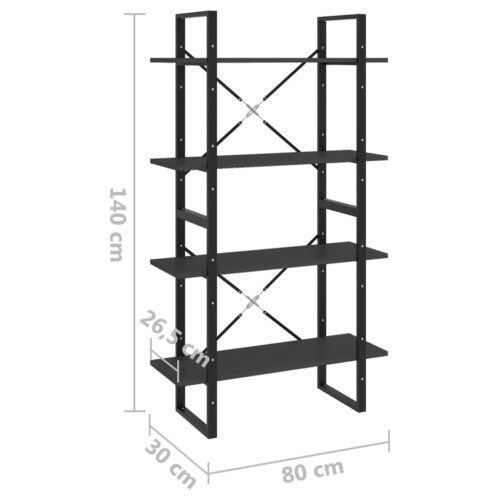 4-Tier Book Cabinet Grey 80x30x140cm Engineered Wood - Image 7