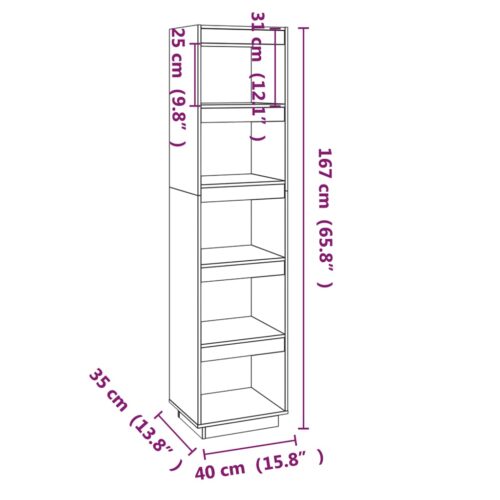 Book Cabinet/Room Divider 40x35x167cm Solid Pinewood - Image 7