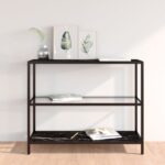 Shelf Transparent Black Marble 100x36x90cm Tempered Glass