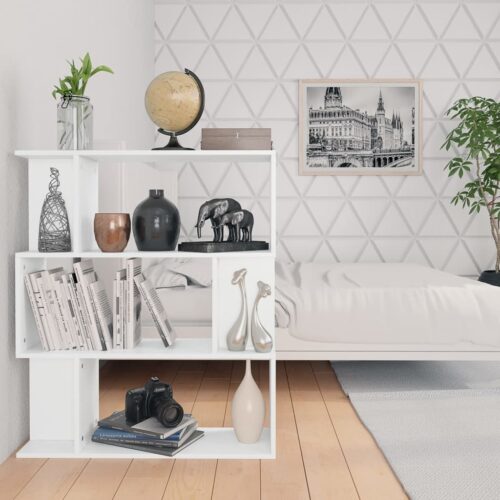 Book Cabinet/Room Divider White 80x24x96cm Engineered Wood - Image 4