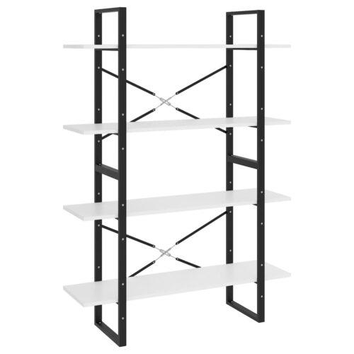4-Tier Book Cabinet White 100x30x140cm Engineered Wood - Image 2