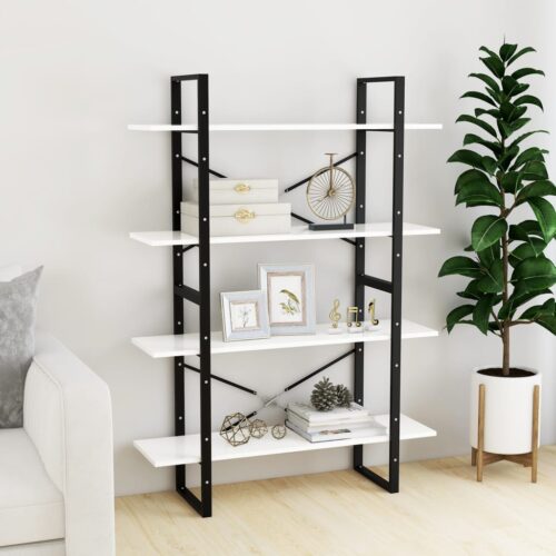 4-Tier Book Cabinet White 100x30x140cm Engineered Wood - Image 3