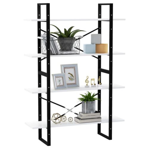 4-Tier Book Cabinet White 100x30x140cm Engineered Wood - Image 4