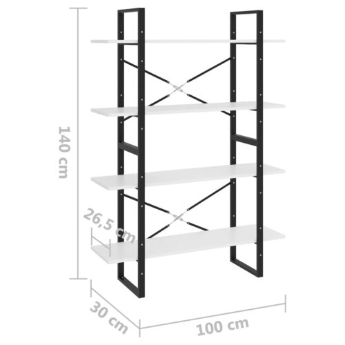 4-Tier Book Cabinet White 100x30x140cm Engineered Wood - Image 7