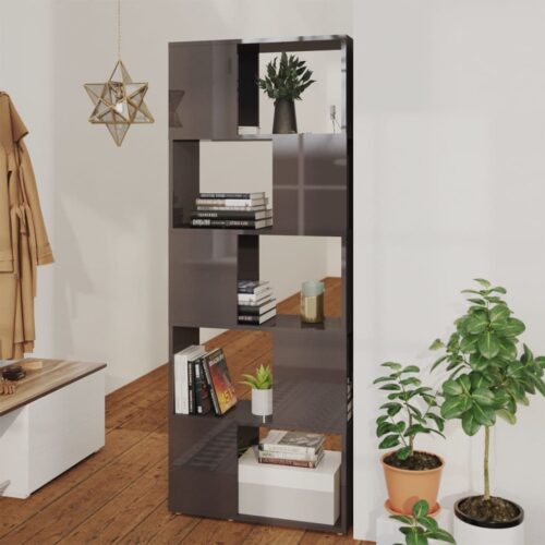 Book Cabinet Room Divider High Gloss Grey 60x24x155cm