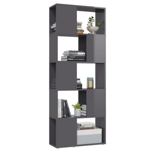 Book Cabinet Room Divider High Gloss Grey 60x24x155cm - Image 4