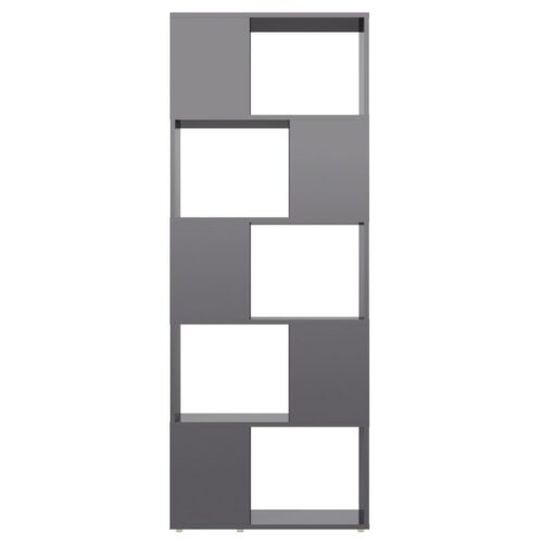 Book Cabinet Room Divider High Gloss Grey 60x24x155cm - Image 5