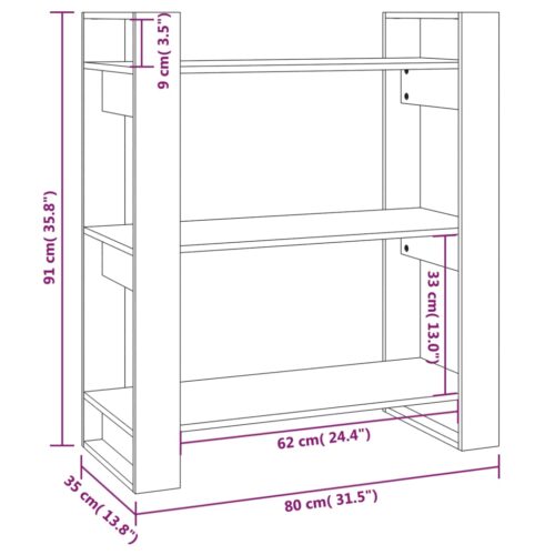 Book Cabinet/Room Divider 80x35x91cm Solid Wood Pine - Image 8