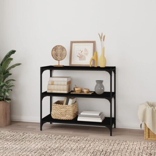 Book Cabinet Black 80x33x70.5cm Engineered Wood Steel - Image 3