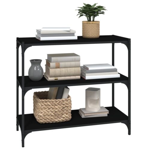 Book Cabinet Black 80x33x70.5cm Engineered Wood Steel - Image 4
