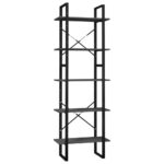 5-Tier Bookshelf Display Storage Shelves Wooden Cabinet Book Shelf Rack Grey