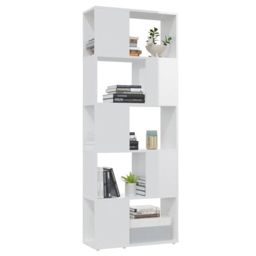 Book Cabinet Room Divider High Gloss White 60x24x155cm - Image 4