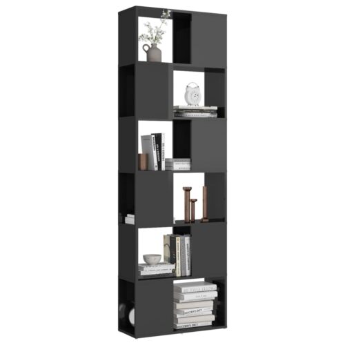 Book Cabinet Room Divider High Gloss Grey 60x24x186cm - Image 4
