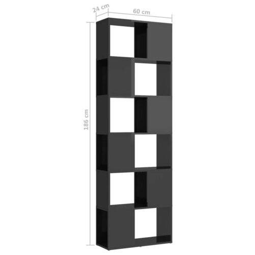 Book Cabinet Room Divider High Gloss Grey 60x24x186cm - Image 7