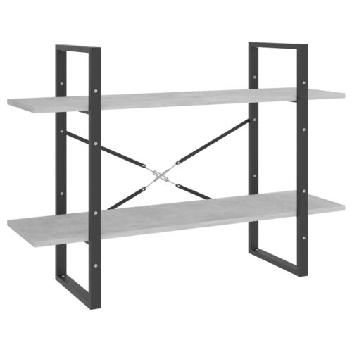 2-Tier Book Cabinet Concrete Grey 100x30x70cm Engineered Wood - Image 2