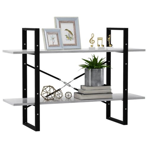 2-Tier Book Cabinet Concrete Grey 100x30x70cm Engineered Wood - Image 4