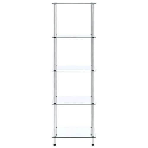 5-Tier Shelf Transparent 40x40x130cm Tempered Glass - Image 2