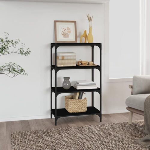 Book Cabinet Black 60x33x100cm Engineered Wood Steel